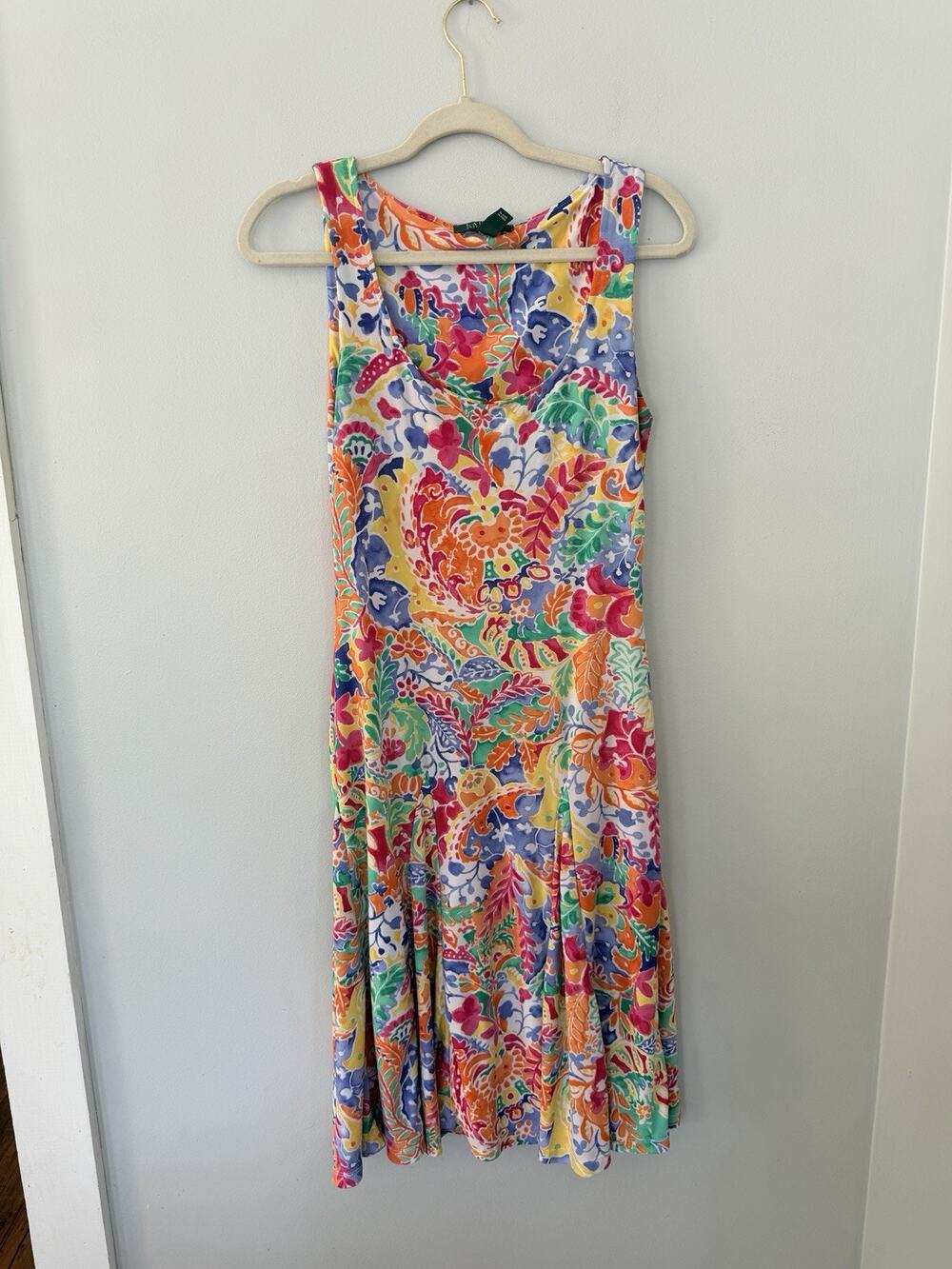 Lauren Ralph Lauren Women's XS Floral Paisley Midi Dress Fit & Flare Colorful